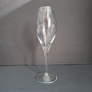 Etched Floral Fluted Champagne Glass Clear Vintage Stemware Elegant Toasting 8"